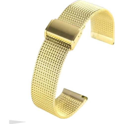 18/20/22MM Golden Stainless Steel with Mesh Wristwatch Band Unisex Hook Buckle Bracelet Replacement Watchband cinturino orologio