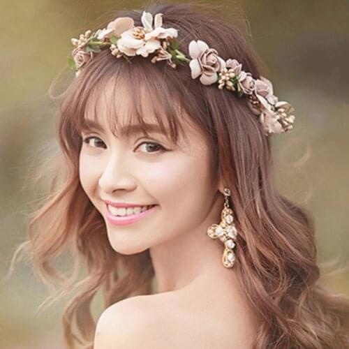 Flower Tiara Wedding Hair Accessories Girls Headband Flower Bridal Headpiece Wristband Artificial Flowers for Hair Ornament Kids