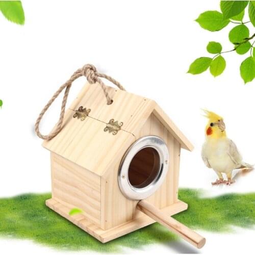 Wooden Birds House Pet Parakeet Budgie Cockatiel Breeding Nesting Cage Box Home Garden Hanging Decoration Bird Supplies