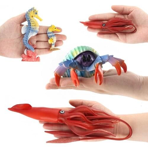 Simulated Animals hermit crab hippocampus squid Zebra shark Action Figure Toys Gift Model Kids Toy Figures