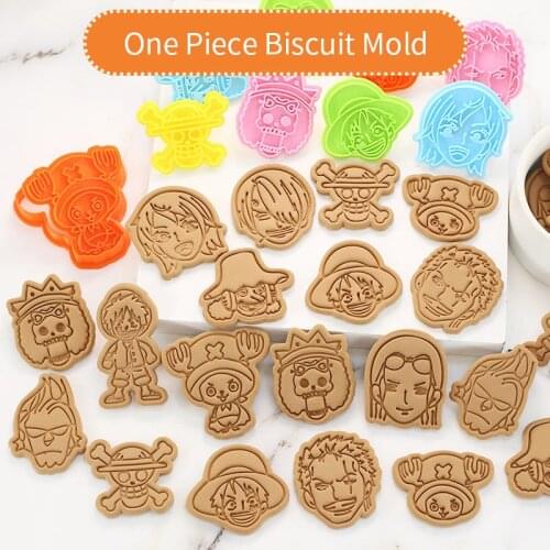 Mold For Baking Pirate One Piece Biscuit Mold Luffy Chopper Home Diy Cookie Baking Tool 3d Cartoon Three-dimensional Press Tool