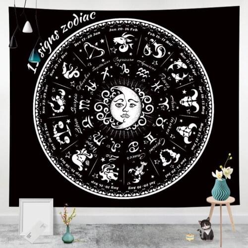 Mandala constellation Tapestry Sun And Moon Print Tapestries Wall Hanging Cloth Cover Hippie Wall Room Decor Blanket 100x70cm