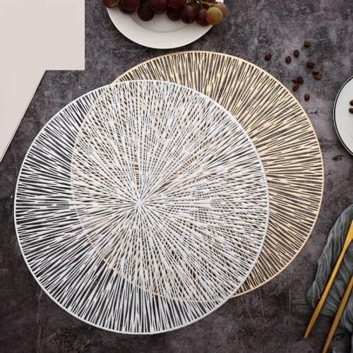 4/6pcs PVC Hollow Round Placemat Waterproof Non Slip Dining Table Mats Heat Insulation Steak Plate Pad Coffee Coaster Kitchen