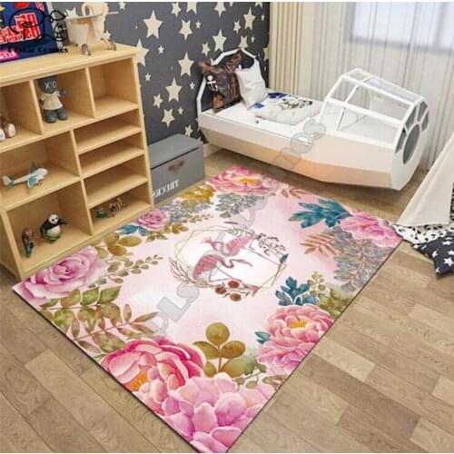 Flamingo carpet Square Anti-Skid Area Floor Mat 3D Rug Non-slip Mat Dining Room Living Room Soft Bedroom Carpet