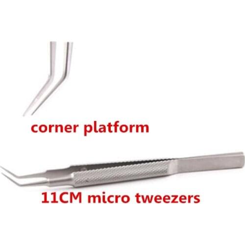 Stainless microsurgical ophthalmology instruments 11cm microscopic tweezers corner platform tweezers forceps experimental tool