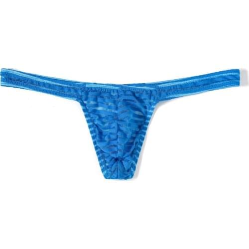 Men Fashion Sexy Transparent Briefs Thong Breathable Low Waist Striped Sexy Transparent Breathable Low Waist Striped