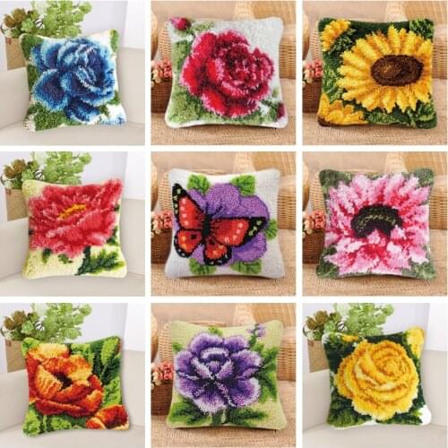Flowers And Plants Latch Hook Rug Set For Needlework Do-It-Yourself Carpet Embroidery Carpet Button Package Fomiran For Flowers