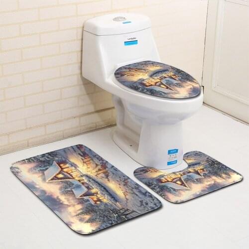 Christmas bathroom mat toilet three piece set