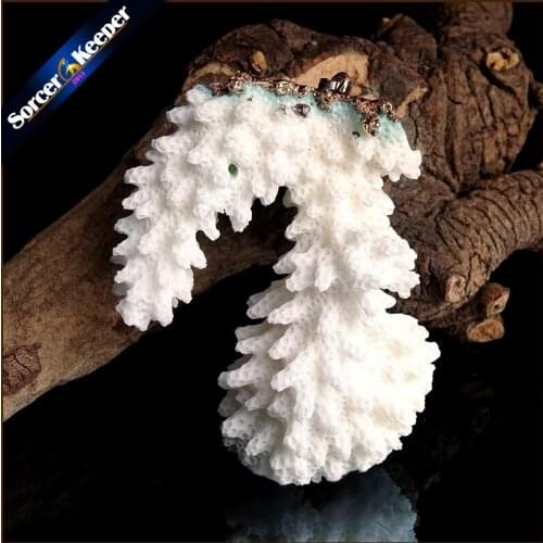 Natural Stone Raw White Coral Pendant Necklace Druzy Drusy Elestial Skeletal Cluster Specimen Fit Jewelry Making AA329
