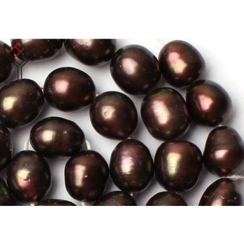 One Strands Real Pearl 7-8mm Dark Brown Pearl oval Round Natural Freshwater Pearl loose beads 35cm / 15inch