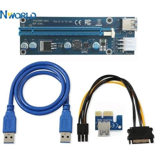 New PCI-E Raiser PCI E Express 1X To 16X Riser Card USB 3.0 PCI-E SATA To 6Pin Power Cable For BTC Bitcoin Mining Antminer Miner