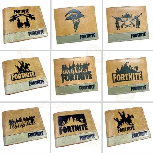 New Fortnite Mens Wallet Leather PU Bifold Short Wallets Men Hasp Vintage Male Purse Coin Pouch Multi-functional Cards Wallet