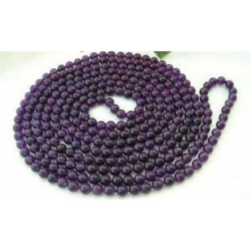 8mm Russican Amethysts Round Bead jadeS Necklace 50"