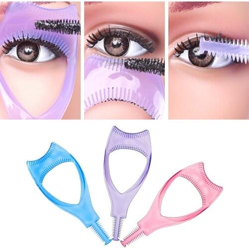 3 In 1 Makeup Mascara Shield Guard Eye Lash Mascara Applicator Comb Eyelash Curling makeup Brush Curler Cosmetics Tools
