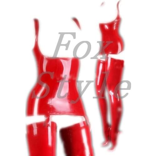 Sexy nature latex camisoles including dress&stokcing open breast