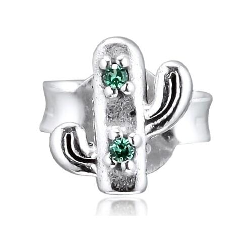 QANDOCCI Signature ME My Lovely Cactus Single Stud Earrings 100% 925 Sterling-Silver-Jewelry Free Shipping