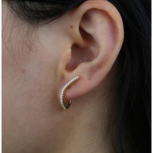 2021 Unique Design 5A CZ Bar Stud 925 Sterling Silver Anti Allergy Lovely Curved Bar Simple Geometric CZ Earring For Women Girls