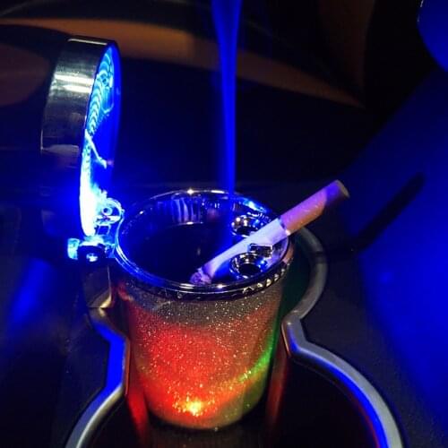 Car Styling Smoke Cup Holder Garbage Container Smoke Ash Cylinder Storage Cup Portable LED Car Ashtray Cigar Ash Tray