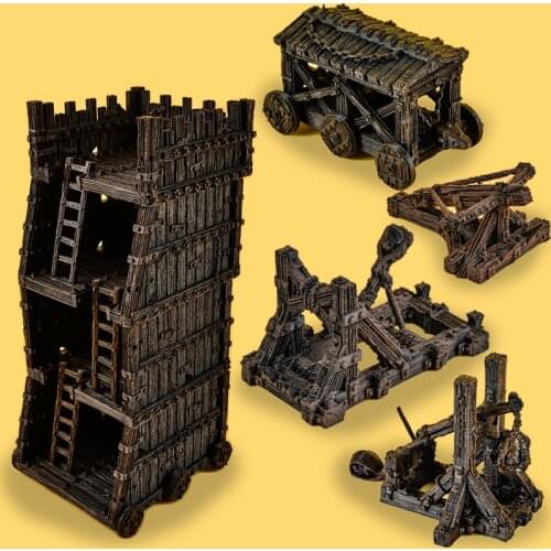 TRPG dungeons rampage miniature bbg game sand stable war machine siege tower trebuchet catapult ballista models figures