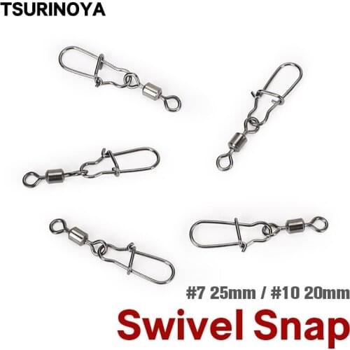 TSURINOYA Swivel Snap Fishing Accessories Connector #7 #10 Rolling Pin Bearing Stainless Steel Snap Fishhook Lure Swivels Tackle