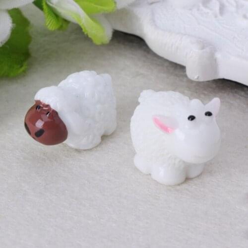 Garden Ornament Sheep Couple Resin Figurine Craft Plant Pot Fairy DIY Decoration P31E