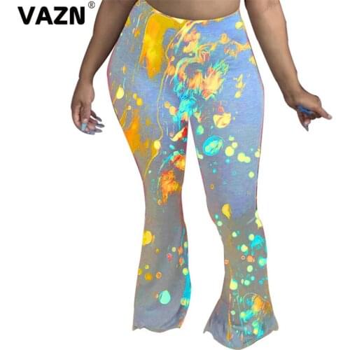 VAZN 2020 Autumn New Bohemian Plus Size Elastic Young Daily Sexy Soft Free Style Free Braid Waist Women Long Boot Cut Pants