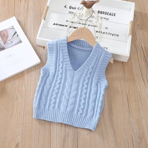 Spring and autumn boys and girls V-neck thin knit sleeveless sweater vest pullover children sweater vest