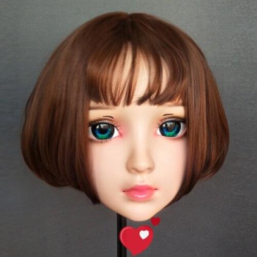 Ya-02) Gurglelove Female Sweet Girl Resin Half Head Kigurumi BJD Mask Cosplay Japanese Anime Role Lolita Mask Crossdress Doll