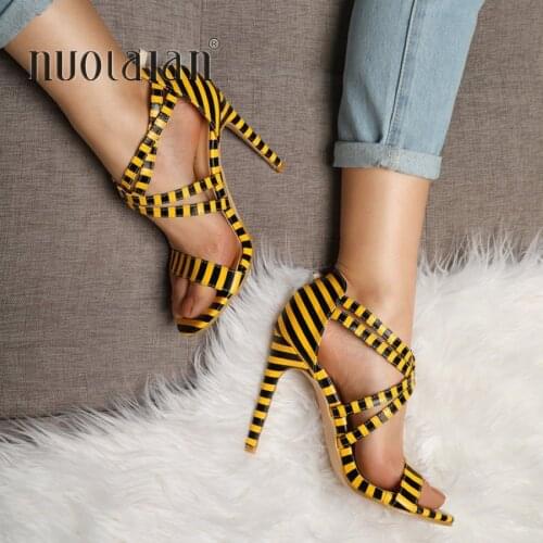 Fashion 2019 Summer Women Sandals 10.5CM Thin High Heels Ladies Open Toe High Heels Sandals Party Casual Shoes Woman