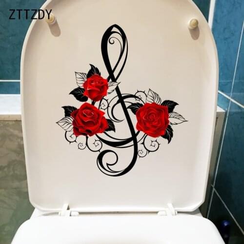 ZTTZDY 21.7×24.9CM Treble Rose Modern Art Home Decoraiton Wall Stickers Creative Toilet Decals T2-1158