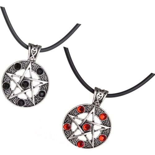 12pcs/lot Euro-American Jewelry Five Star Logo Pendant Necklace Vintage Ancient Silver Pendants With Rinestone For Women Charms