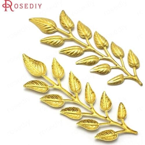 C914)20 pieces 64x20mm Not plated color Brass No Hole Tree Leaf Leaves Diy Jewelry Findings Accessories Wholesale