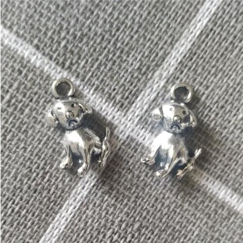 30Pcs 17x10mm Alloy A Little Dog Charms Cute Doggy Animal Pendants Accessories For Making Earrings Necklace DIY Jewelry Handmade
