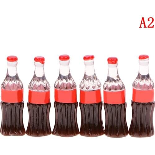 6Pcs DIY Kitchen Resin Coke Cola Bottle Himouto Fridge Drink Water Cabochon Embellishment For Crafts Desk Miniatures Toy