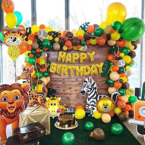 68pcs Jungle Animal Balloons Garland Kit Jungle Safari Theme Party Supplies Boys Kids Birthday Party Baby Shower Decorations