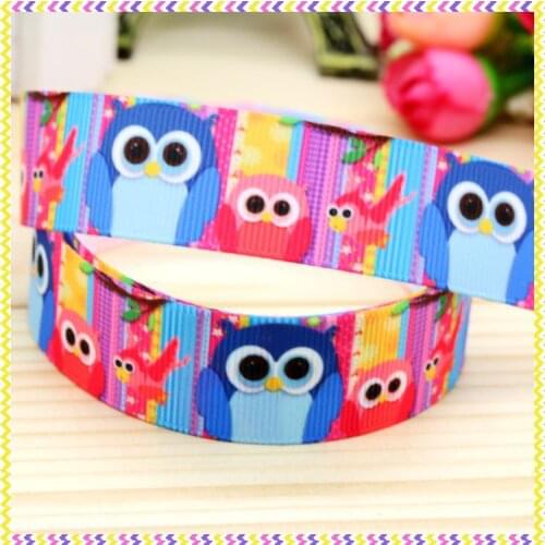 7/8'' Free shipping owl printed grosgrain ribbon headwear hair bow diy party decoration wholesale OEM 22mm B1075