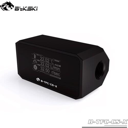 Bykski water cooling flow meter, customized liquid cooling flow meter oled digital display alarm, B-TFC-CS-X