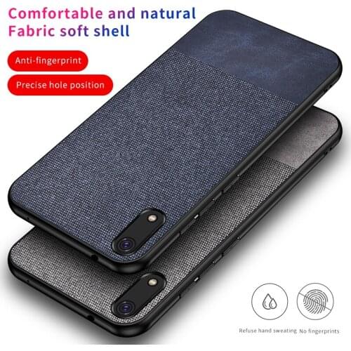 For Huawei Y6 Pro 2019 Case Soft silicone edge+Cloth texture Skin Comfortable protective Back Cover Case for huawei y6pro 2019