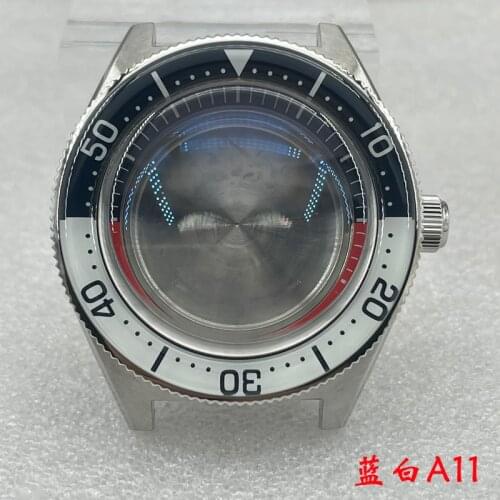 Watch Parts 42.6mm Stainless Steel Watch Case Sapphire Crystal Bubble Mirror Luminous Insert Fit NH35/36 Automatic Movement