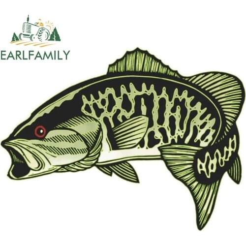 EARLFAMILY 13cm x 9.9cm for Smallmouth Bass Car Sticker Creativite Refrigerator Windows DIY Decal Waterproof Car Door Protector