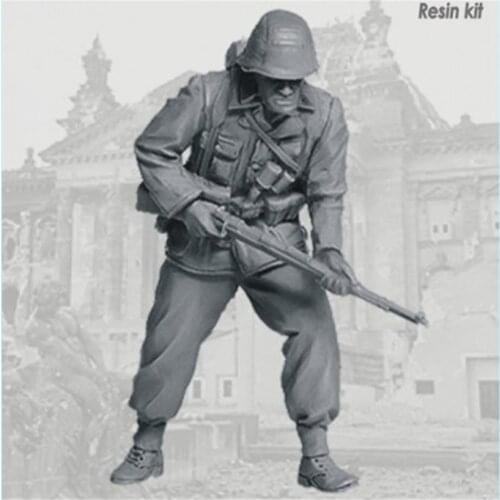 WWII Gun Soldier Resin Figure 1/35 Scale Model Kit Assembly Model Figure Resin Kit Colorless Self-Assembled Toy