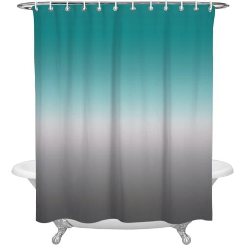Cyan Turquoise Gray Gradient Shower Curtain Home Bath Decorative Waterproof Polyester Fabric Bathroom Curtain