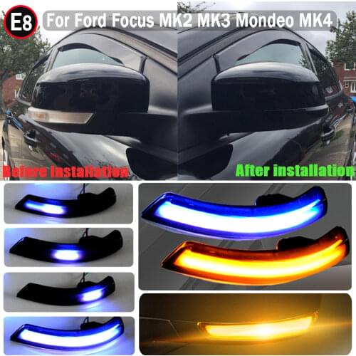 2pcs Flowing Side Wing Rearview Mirror Indicator Blinker LED Dynamic Turn Signal Light For Ford Focus 2 3 Mk2 Mk3 Mondeo Mk4 EU