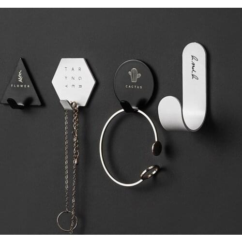 JD 4PCS Ins Style Creative Stainless Steel Simple Hook Nordic Room Decorative Metal Hook Nail-free No Trace Hook Free Punch