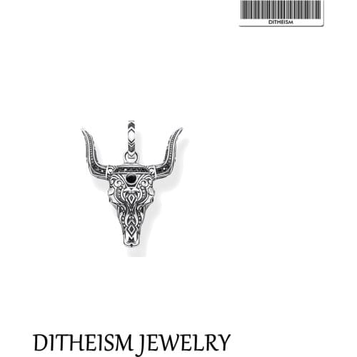 Pendant Small Bull’s Head 925 Sterling Silver Black Stones Fit Necklace 2021 Brand New Fine Jewelry Accessories for Woman Men