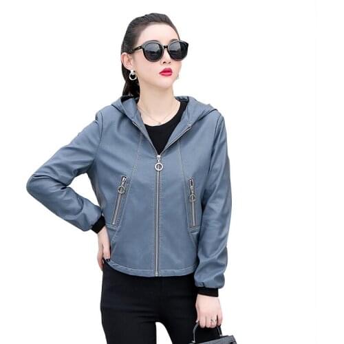Plus Size 3XL Leather Jacket Women New 2021 PU Womens Leather Coat Short Slim Motorcycle Leather Clothing Female Coats Black