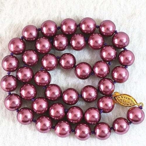 Fashion Bohemia style 13 colors shell simulated-pearl 8mm round beads necklace chain choker women charms diy jewelry 18inch B637