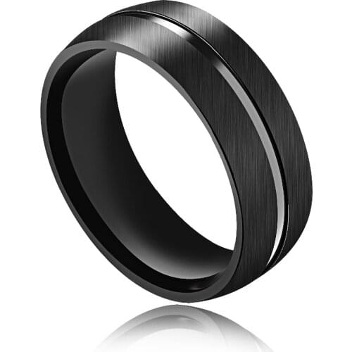 FATE LOVE Brand Solid Polished Stainless Steel Male Men Rings Black Color Fashion mens Jewelry GJ516 8mm