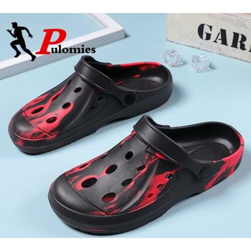 PULOMIES Summer Mens and Womens Clogs Quick Dry Casual Home Slippers Couple Garden Shoes Beach Sandals Mules Bathroom Slippers