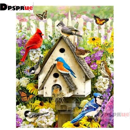 Dpsprue Full Square/Round Diamond Painting Kit Cross Stitch Animal Bird House Diamond 3D Embroidery DIY 5D Moasic Gift DP211